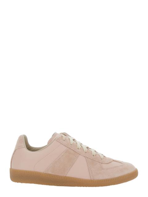 Maison Margiela Maison Margiela Women 'Replica' Pink Low Top Sneakers With Suede Details And Logo On The Tongue In L