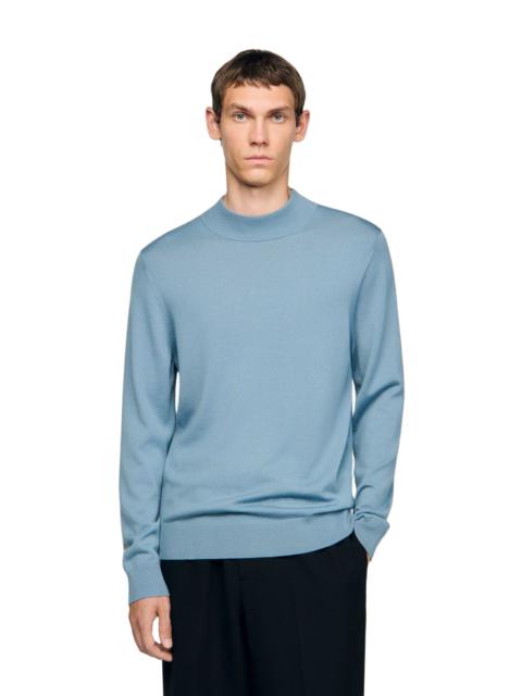 Sandro SANDRO Wool sweater with a high collar in Chambray at Nordstrom