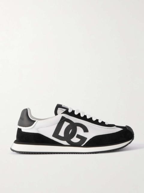 Dolce & Gabbana Logo-Print Mesh, Leather and Suede Sneakers