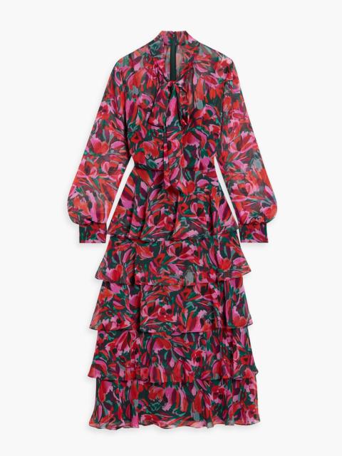 Other Designers Tiered floral-print chiffon midi dress