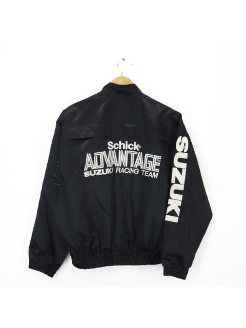 Other Designers Vintage 80s 90s Satoshi Tsujimoto 1988 Schick Advantage RGV500 SUZUKI RACING TEAM Bomber Half-Zip Jacket Big Logo Spellout