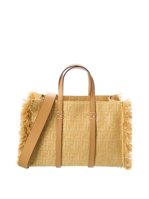 FENDI FENDI Summer Jacquard & Raffia Tote
