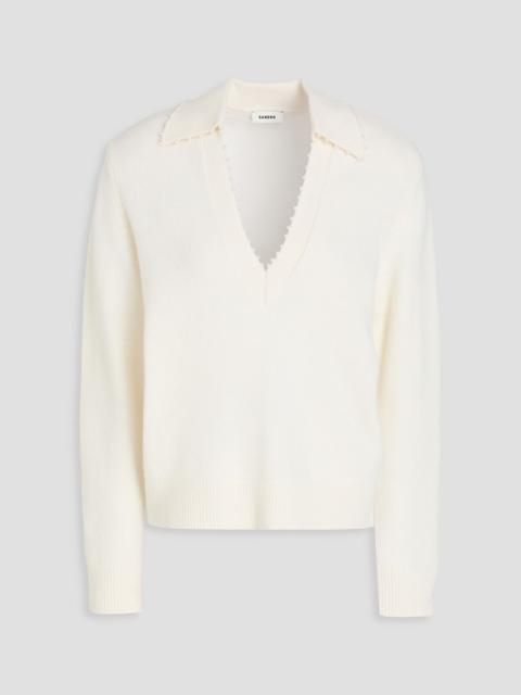 Sandro Bead-embellished wool polo sweater