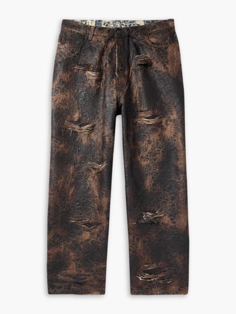 Acne Studios Wide-leg distressed coated jeans