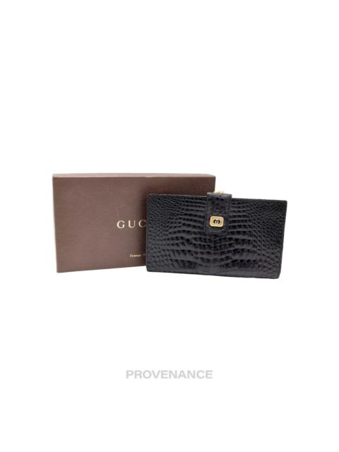 GUCCI Gucci Long Wallet - Black Crocodile
