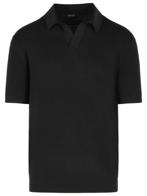 ZEGNA Zegna Black Cotton Polo Shirt