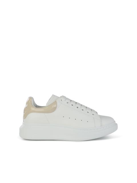 Alexander McQueen WHITE AND BEIGE LEATHER OVERSIZED SNEAKERS