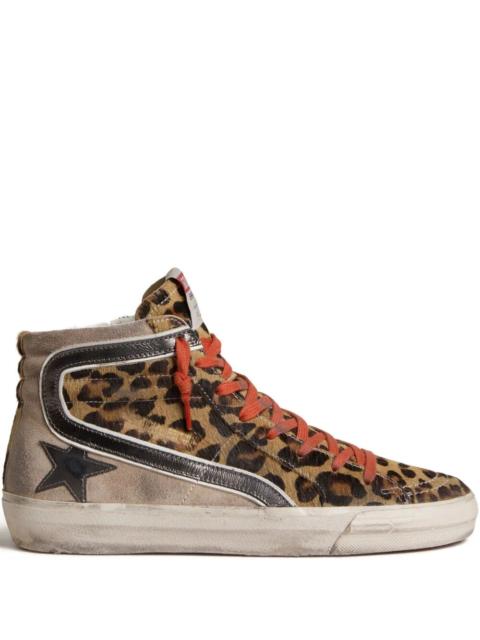 Golden Goose Golden Goose Women "Slide" Horsy And Suede Upper Horsy Toe And Tongue Laminated Leather Star And Wav