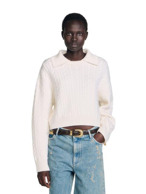 Sandro SANDRO Sailor-neck sweater in Ecru at Nordstrom