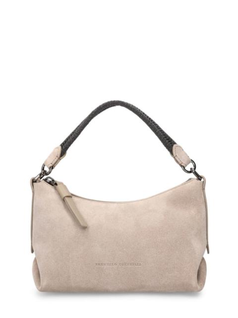 Brunello Cucinelli Small softy velour leather shoulder bag