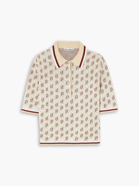 rabanne Metallic jacquard-knit polo shirt