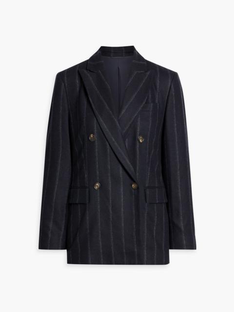 Brunello Cucinelli Double-breasted striped wool-blend blazer