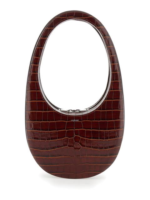 Coperni Women 'Crocoswipe' Brown Handbag With Embossed Logo And Embossed Crocodile Effect In Leather
