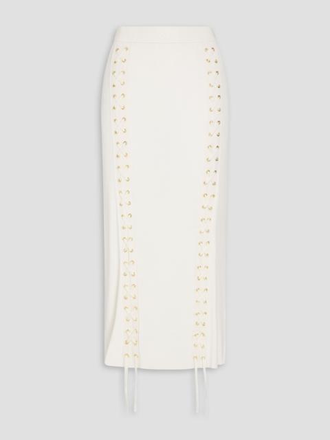 Zimmermann Lace-up ribbed-knit midi skirt