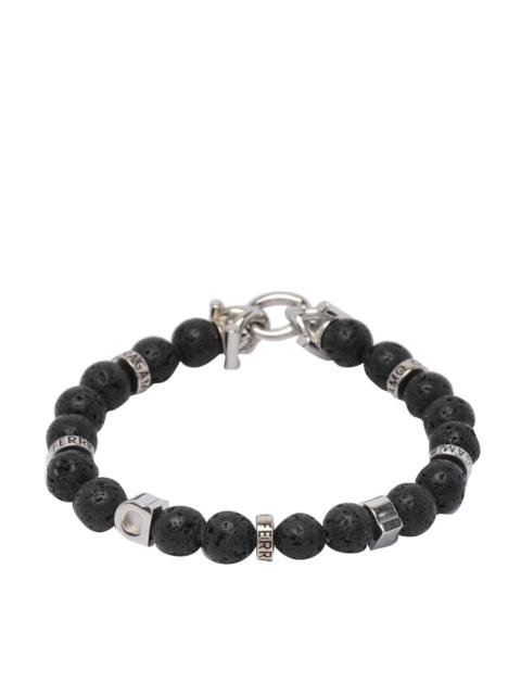 FERRAGAMO Ferragamo Men Lava Stone Beaded Bracelet With Logo