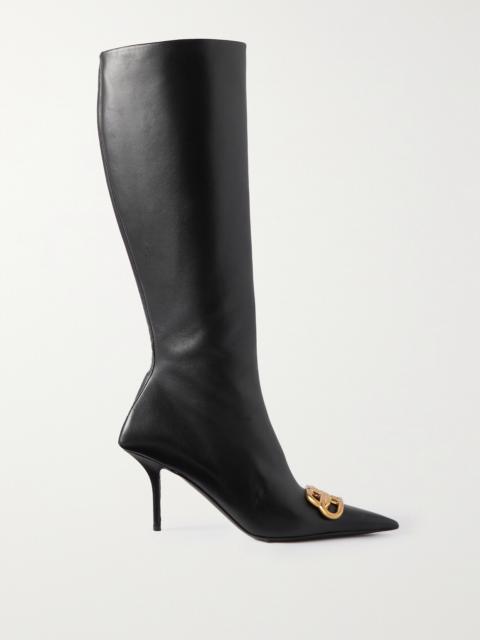 BALENCIAGA Embellished Leather Knee Boots