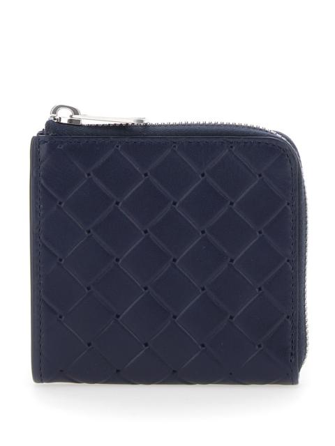Bottega Veneta Bottega Veneta Men Blue Wallet With All-Over Intreccio Motif In Leather Man