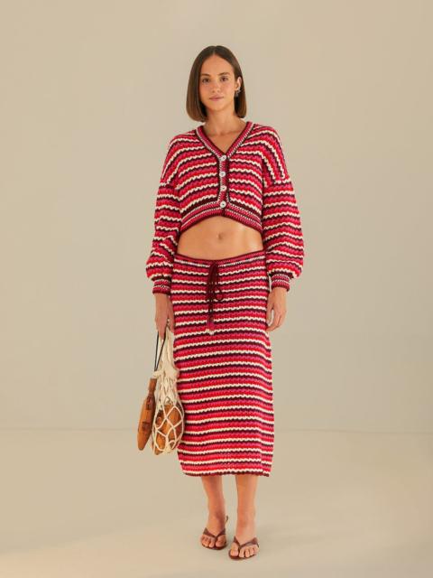 FARM RIO Colorful Stripes Crochet Skirt