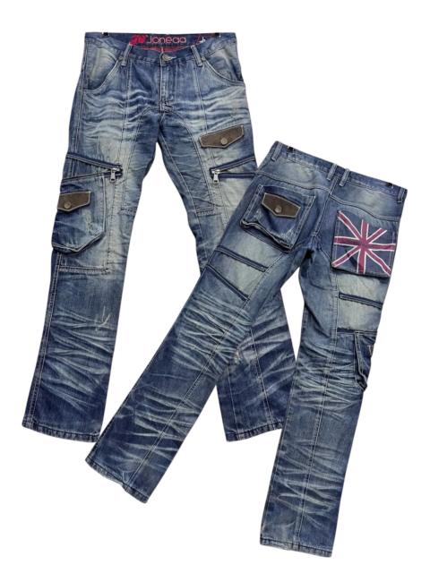 Other Designers Japanese Brand - Vintage Punk Grunge Union Jack Mudwash Cargo Denim (W31)