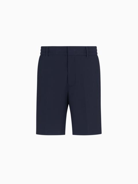 EMPORIO ARMANI CANNETÉ-EFFECT STRETCH NYLON BERMUDA SHORTS