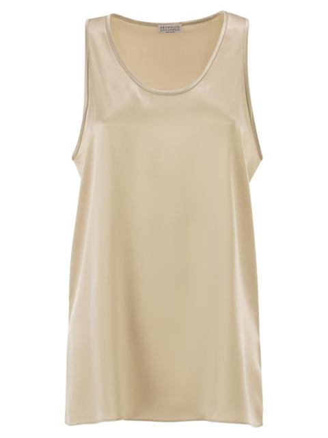 Brunello Cucinelli Brunello Cucinelli Women Stretch Silk Satin Crew Neck Top