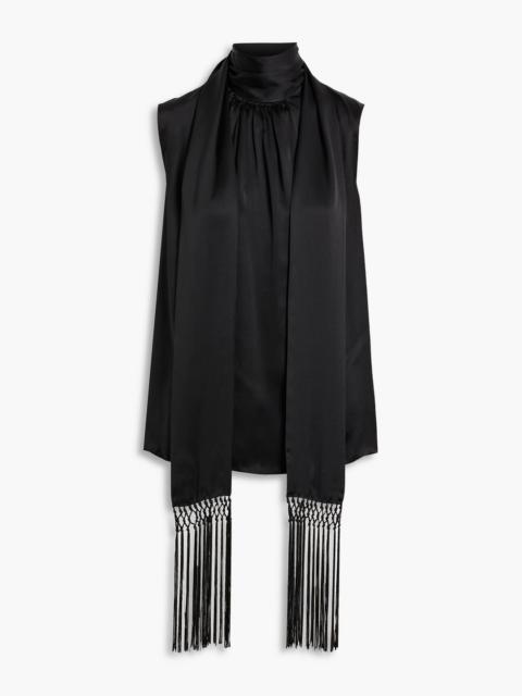 Other Designers Marina fringed silk-charmeuse top