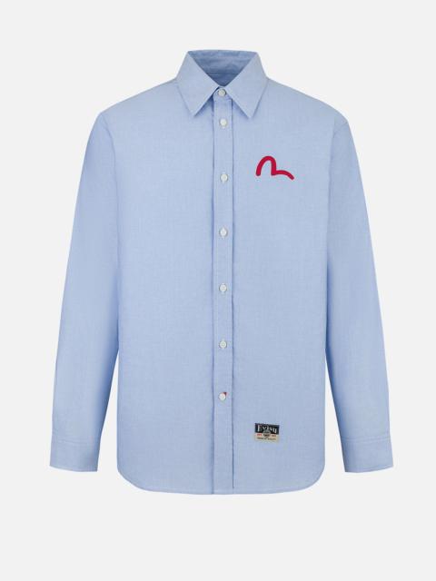 EVISU Seagull Embroidery Relax Fit Long Sleeve Oxford Shirt