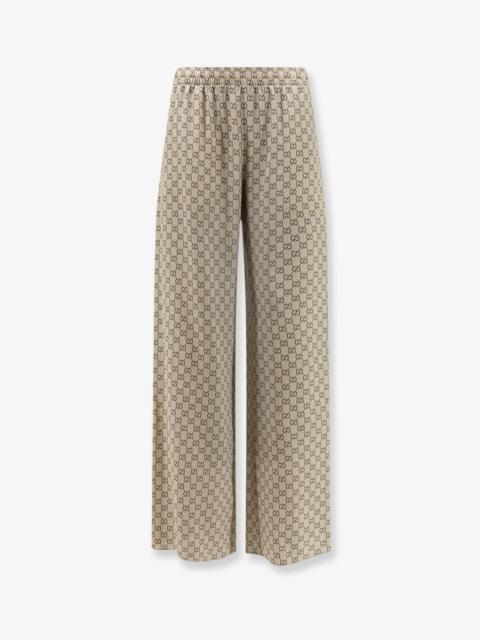 GUCCI Gucci Gucci Primavera Silk Trousers With Gg Print