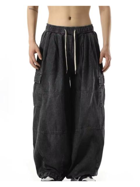 Japanese Brand - Black Baggy Cargo SweatPant