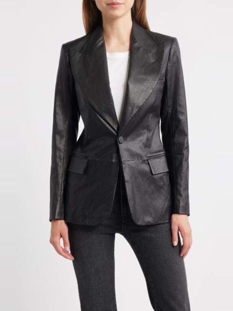 FRAME FRAME The Peak Lapel Faux Leather Blazer in Black at Nordstrom