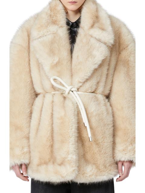 Sportmax SPORTMAX Rosaria Faux Fur Belted Jacket in Beige at Nordstrom