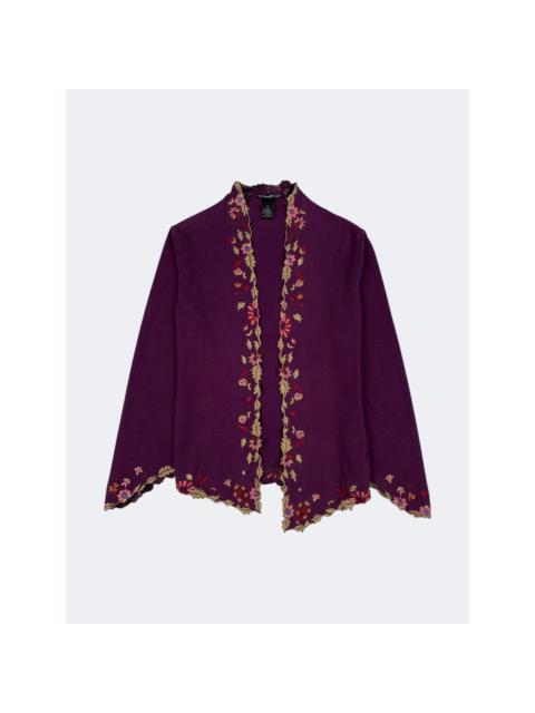 Other Designers Vivienne Tam - Embroidered Floral Scalloped Blazer