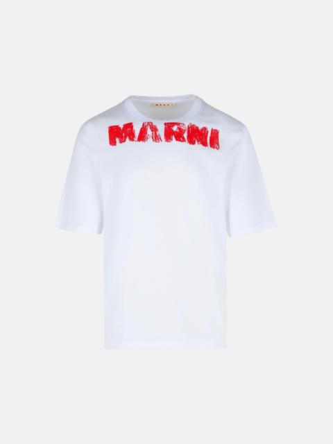 Marni WHITE COTTON T-SHIRT WITH MAXI 'MARNI' PRINT