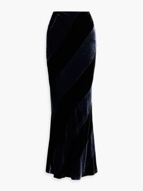 RETROFÊTE Venus striped velvet maxi skirt
