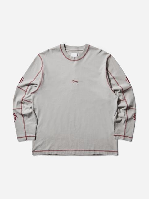 ROA Men's Info Stitch Organic Longsleeve T-Shirt Light Grey