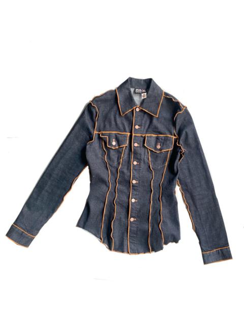 Jean Paul Gaultier JPG Stretch Denim Wasp Waist Out seam Jacket