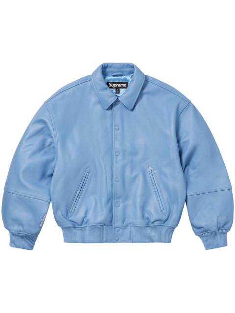 Supreme Supreme GORE-TEX Infinium WINDSTOPPER Leather Varsity Jacket 'Light Blue'