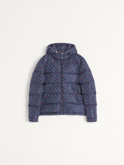NYLON HOODED DOWN JACKET WITH CHERRYFIC PRINT