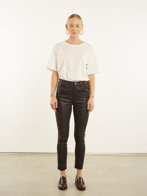 SPRWMN BLACK LEATHER 5 POCKET SLIM PANTS