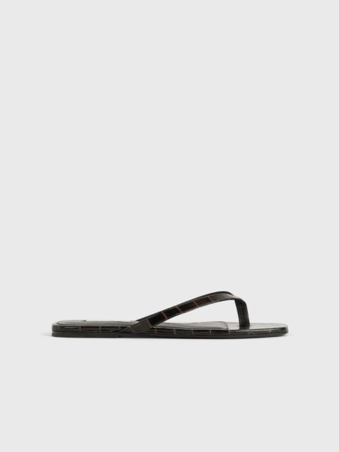 TOTEME Croco-embossed flip flops dark brown