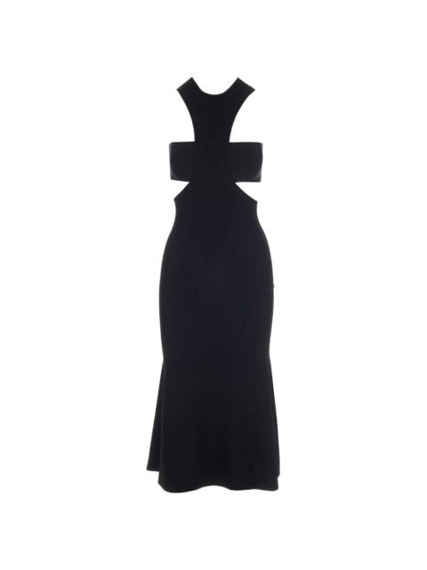 Alexander McQueen Dress With Harness And Cut-out In Black Ribbed Knit