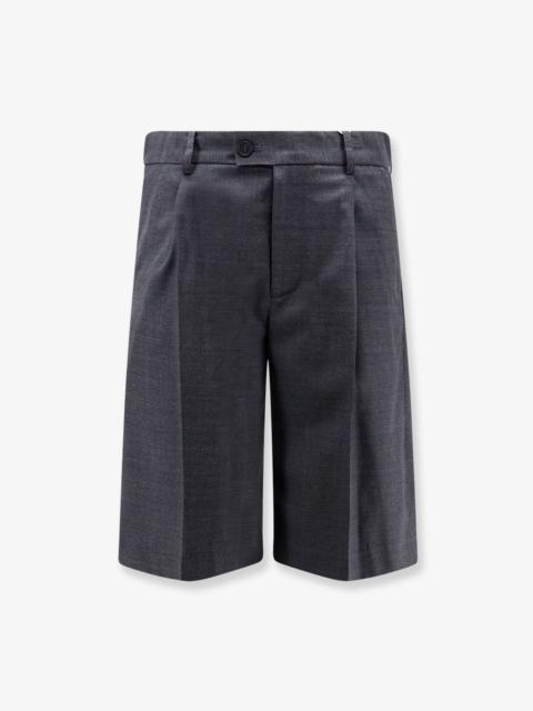 Dunst Dunst Pleated Check Wool Blend Bermuda Shorts Grey