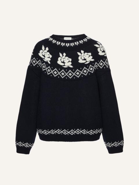 MAGDA BUTRYM Fair Isle rose sweater in navy
