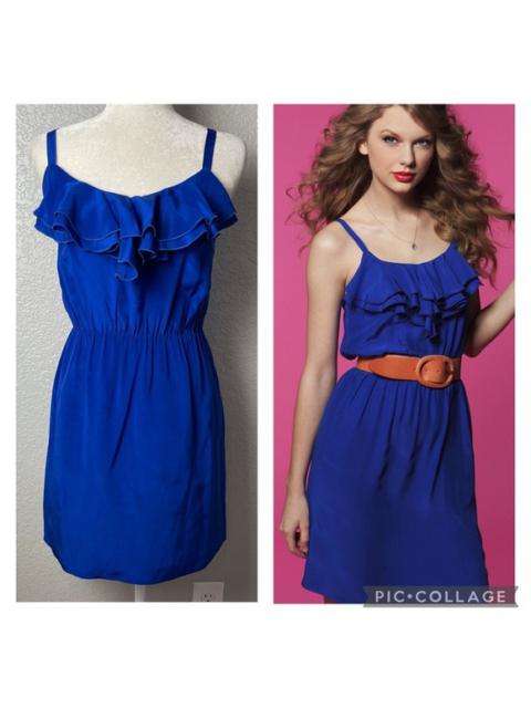 Other Designers Amanda Uprichard Silk Ruffle Bright Royal Blue Mini Dress