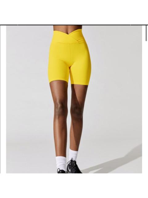 Other Designers Year Of Ours Ribbed V Waist Biker Short in Yellow