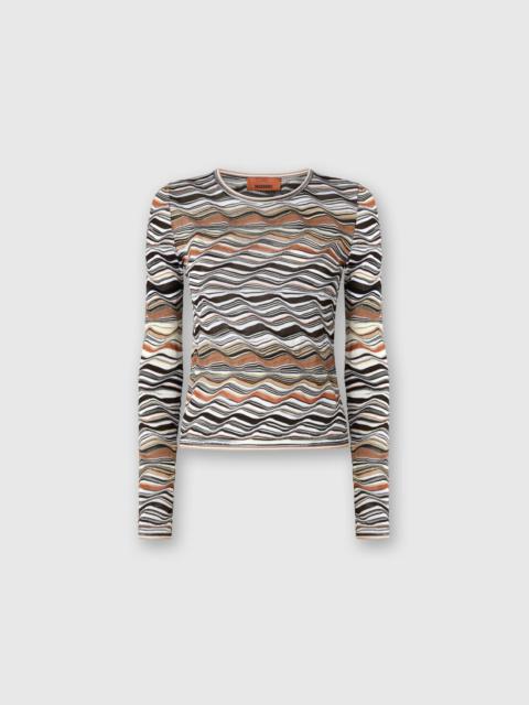 Missoni Crew Neck Sweater with Wave Pattern