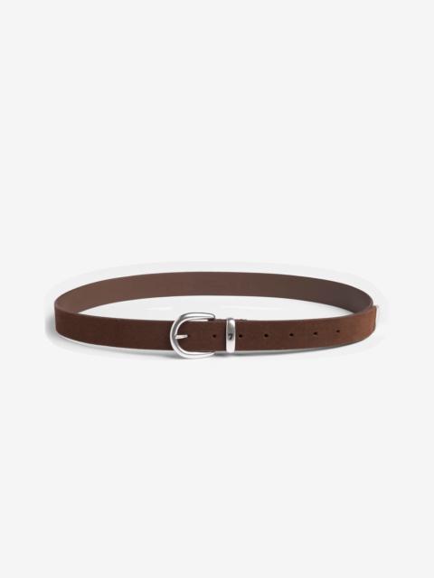 7 For All Mankind Metal Loop Suede Belt in Chocolate