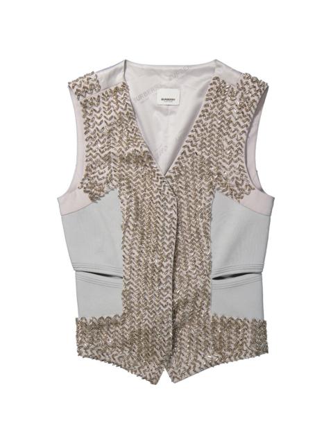 Burberry Ladies Faux Crystal Embroidered Mohair Blend Hollow Vest, Brand Size 6 (US Size 4)
