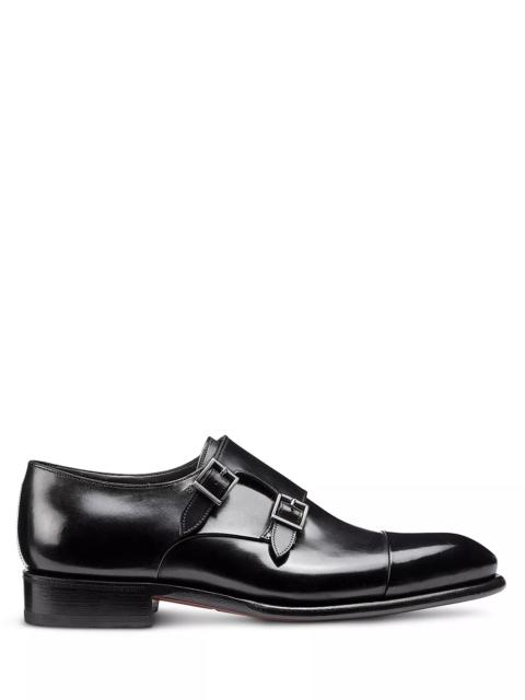 Santoni Men's Carter Cap Toe Double Monk Strap Dress Shoes