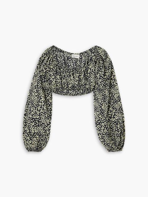 MATTEAU Cropped floral-print cotton-poplin top